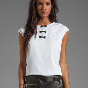 Stretch Silk Crepe Isabel Bow Top